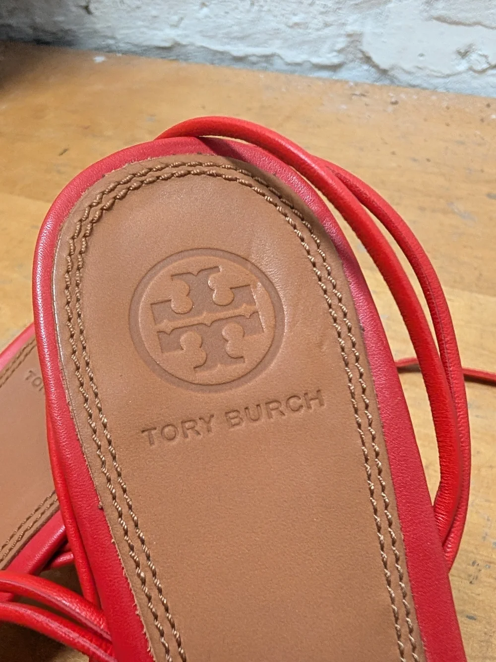 Red Tory Burch Block Heel Sandals